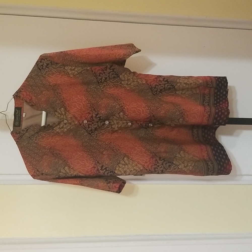 Batik Print Button Down Shirt - Medium